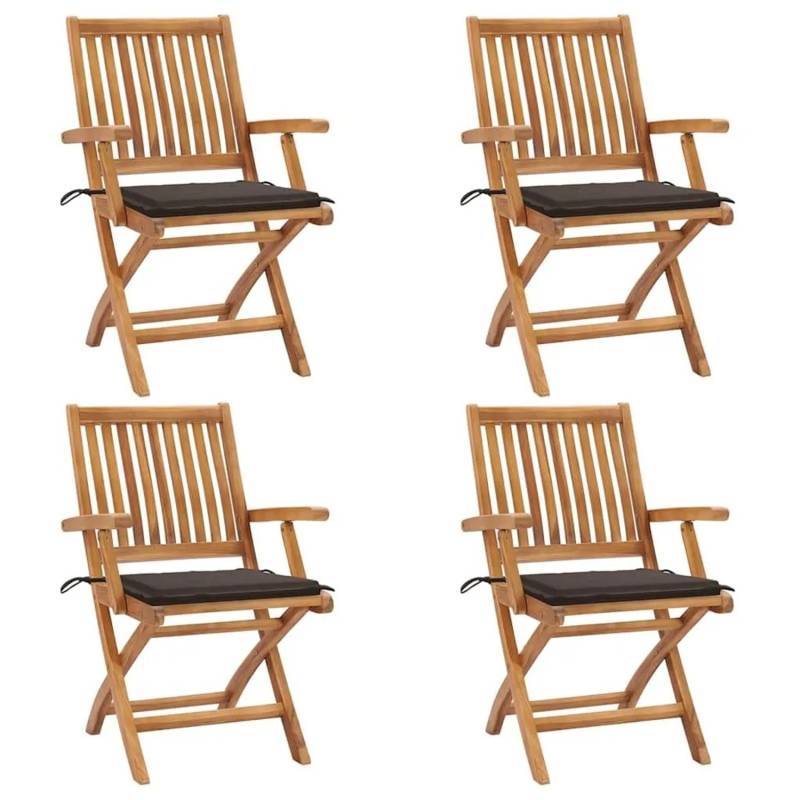 vidaXL Klappbare Gartenstühle mit Kissen 4 Stk Massivholz Teak 3072731 vidaXL Klappbare Gartenstühle mit Kissen 4 Stk Massivholz Teak 3072731 von VIDAXL