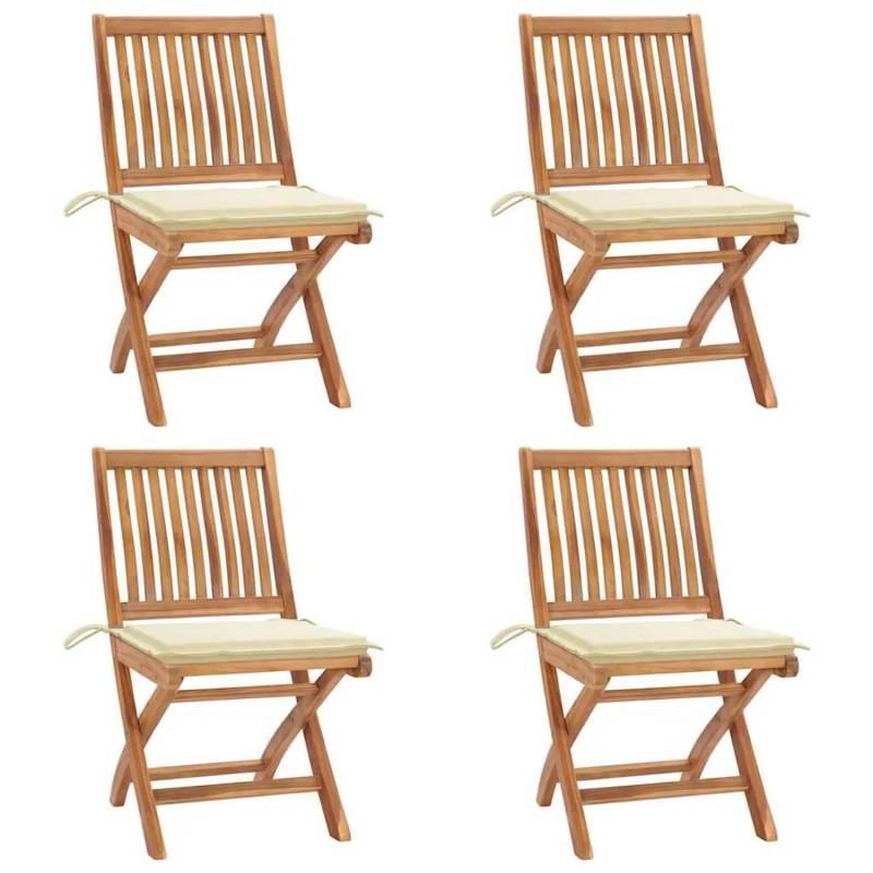 vidaXL Klappbare Gartenstühle mit Kissen 4 Stk Massivholz Teak 3072809 vidaXL Klappbare Gartenstühle mit Kissen 4 Stk Massivholz Teak 3072809 von VIDAXL