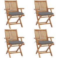 vidaXL Klappbare Gartenstühle mit Kissen 4 Stk. Massivholz Teak vidaXL Klappbare Gartenstühle mit Kissen 4 Stk. Massivholz Teak von VIDAXL