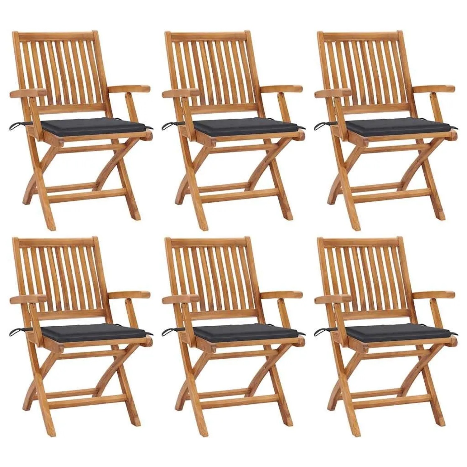 vidaXL Klappbare Gartenstühle mit Kissen 6 Stk Massivholz Teak 3072750 vidaXL Klappbare Gartenstühle mit Kissen 6 Stk Massivholz Teak 3072750 von VIDAXL