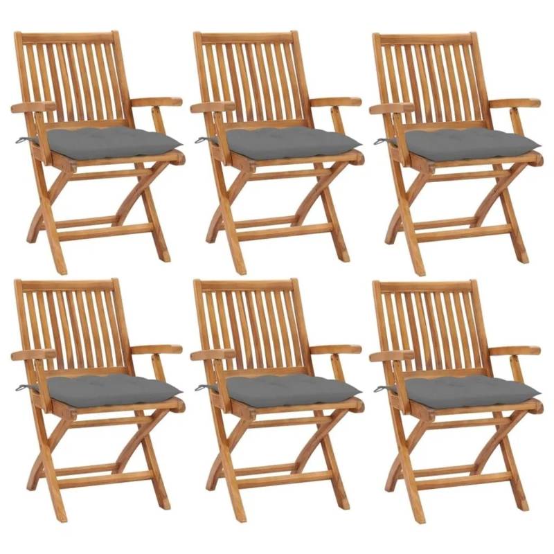 vidaXL Klappbare Gartenstühle mit Kissen 6 Stk Massivholz Teak 3072766 vidaXL Klappbare Gartenstühle mit Kissen 6 Stk Massivholz Teak 3072766 von VIDAXL