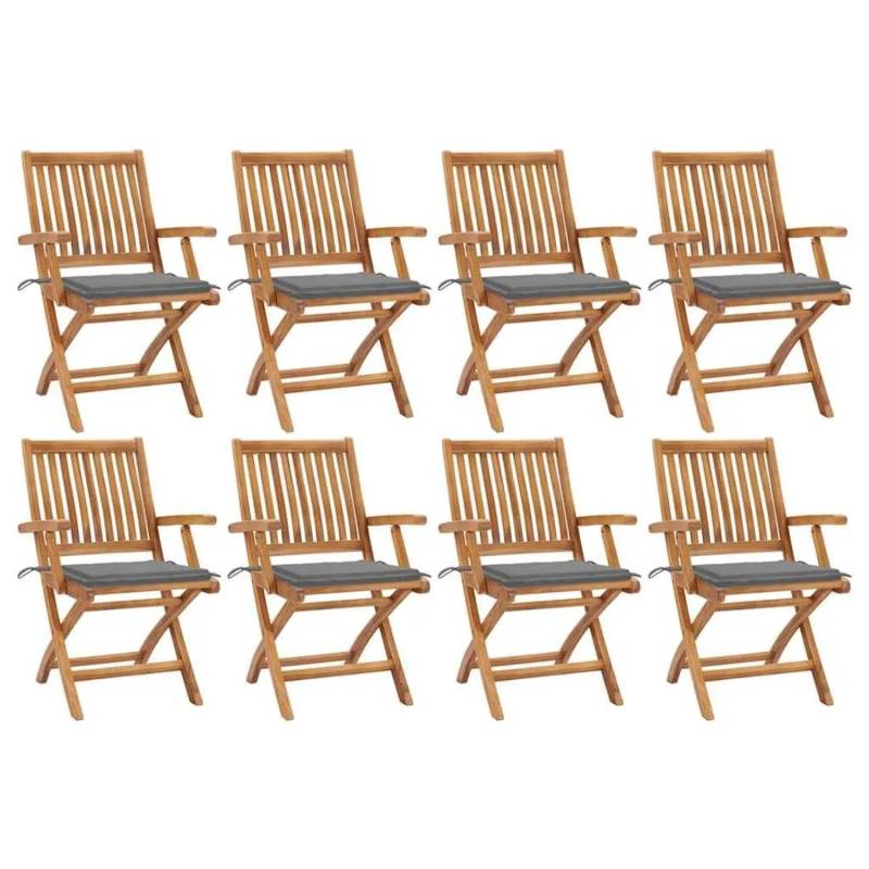 vidaXL Klappbare Gartenstühle mit Kissen 8 Stk Massivholz Teak 3072778 vidaXL Klappbare Gartenstühle mit Kissen 8 Stk Massivholz Teak 3072778 von VIDAXL