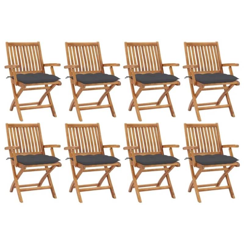 vidaXL Klappbare Gartenstühle mit Kissen 8 Stk Massivholz Teak 3072792 von VIDAXL
