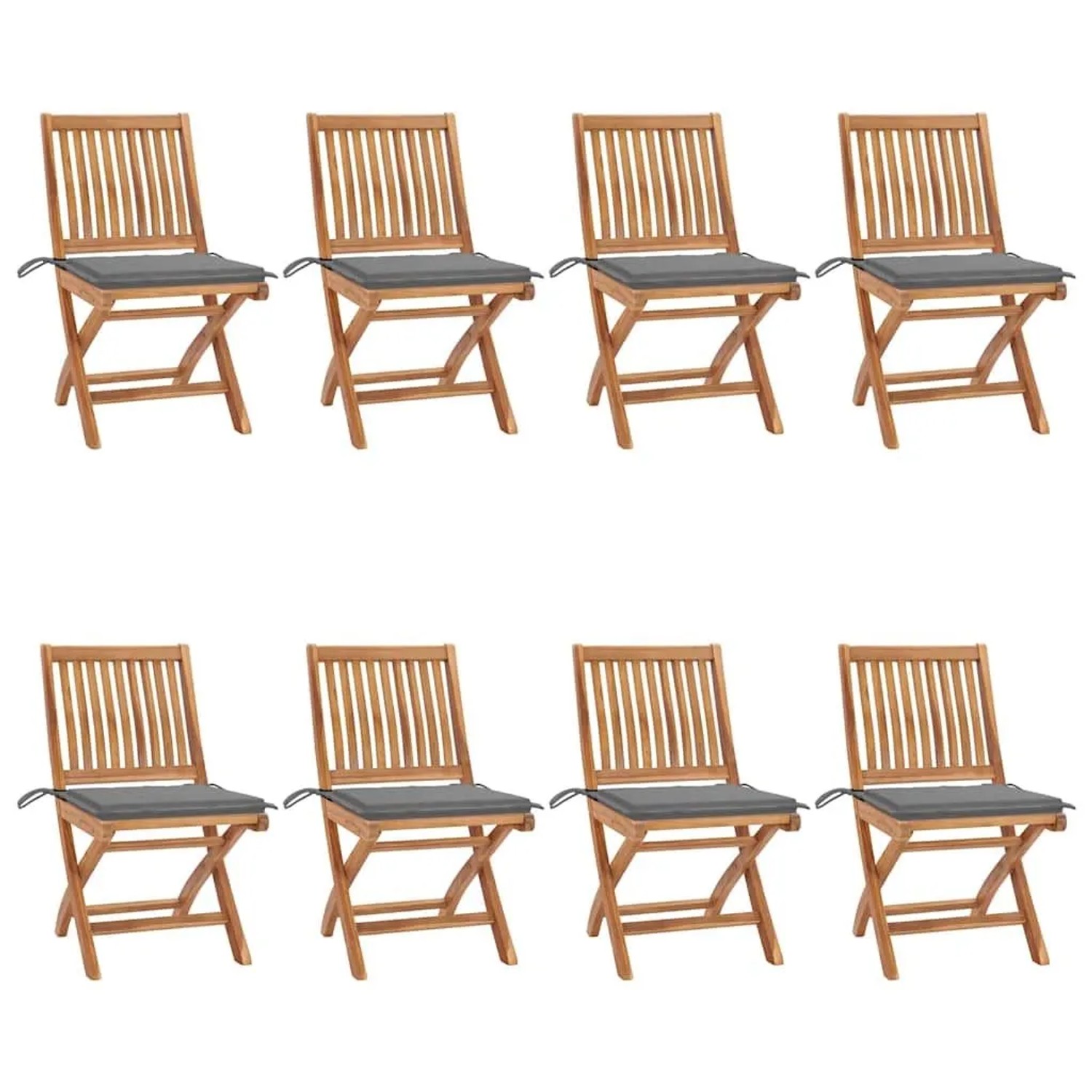 vidaXL Klappbare Gartenstühle mit Kissen 8 Stk Massivholz Teak 3072862 vidaXL Klappbare Gartenstühle mit Kissen 8 Stk Massivholz Teak 3072862 von VIDAXL