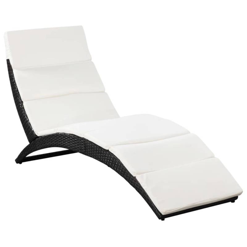 vidaXL Klappbare Sonnenliege mit Auflage Poly Rattan Schwarz von VIDAXL