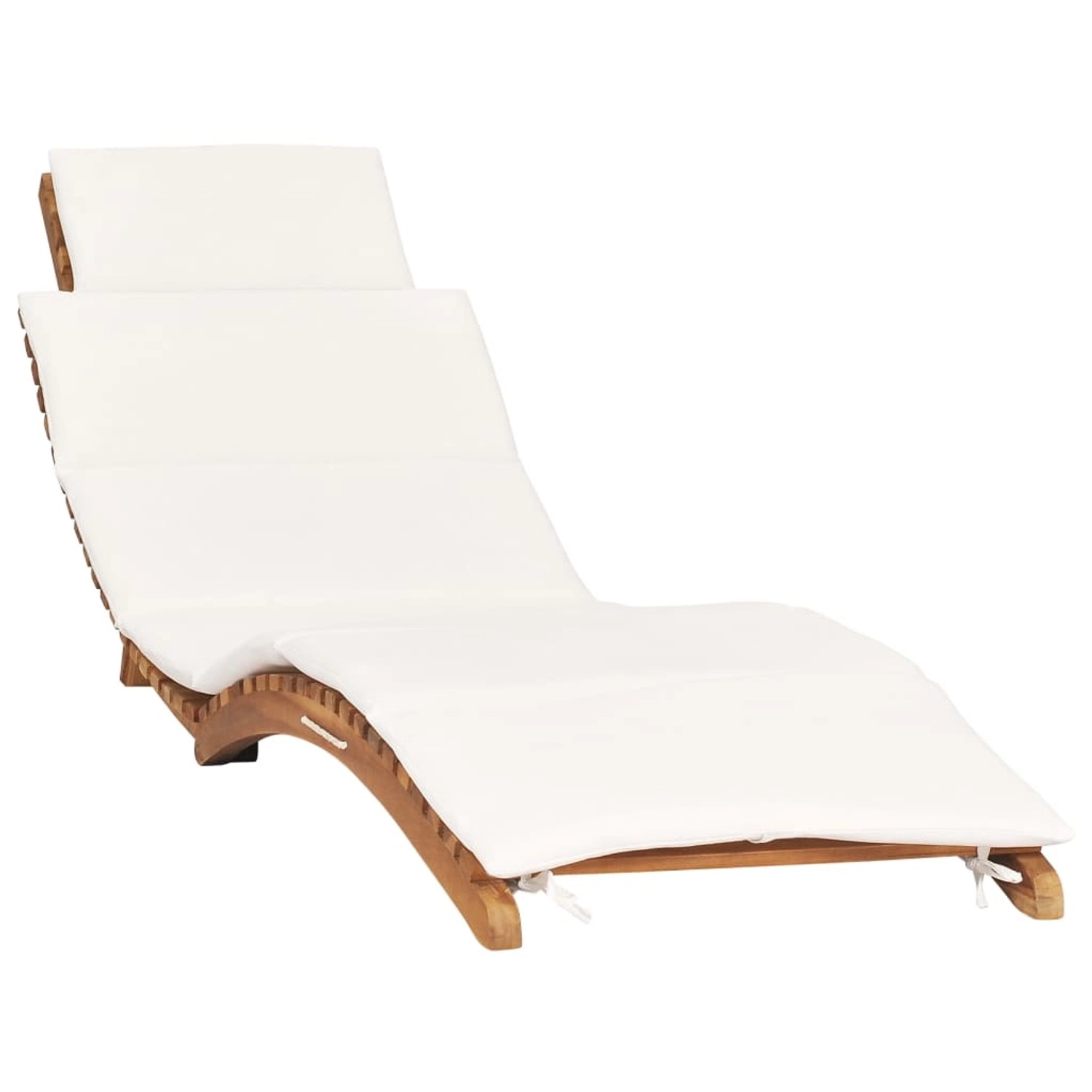 vidaXL Klappbare Sonnenliege mit Cremeweißer Auflage Massivholz Teak vidaXL Klappbare Sonnenliege mit Cremeweißer Auflage Massivholz Teak von VIDAXL