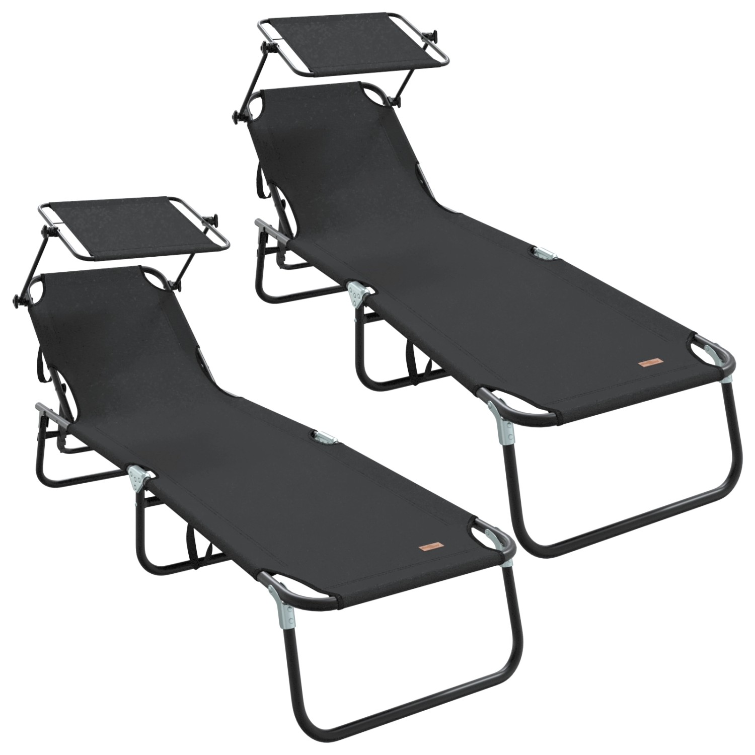 vidaXL Klappbare Sonnenliegen 2 Stk mit Sonnenblende Schwarzer 600D Oxfordstoff 42003135 vidaXL Klappbare Sonnenliegen 2 Stk mit Sonnenblende Schwarzer 600D Oxfordstoff 42003135 von VIDAXL