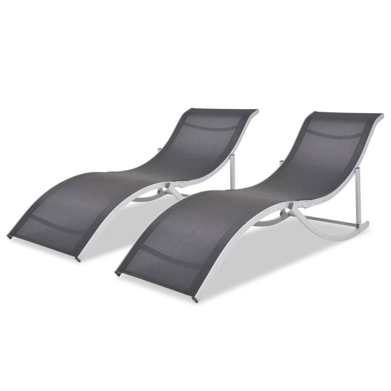 vidaXL Klappbare Sonnenliegen 2 Stk. Aluminium und Textilene von VIDAXL