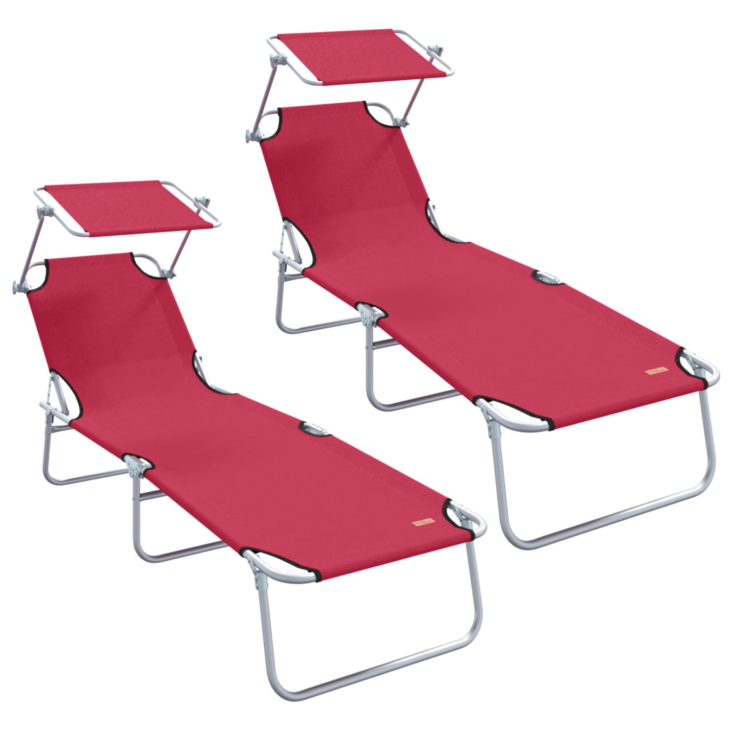 vidaXL Klappbare Sonnenliegen 2 Stück mit Sonnendach Rot 600D Oxford-Stoff 42003061 vidaXL Klappbare Sonnenliegen 2 Stück mit Sonnendach Rot 600D Oxford-Stoff 42003061 von VIDAXL