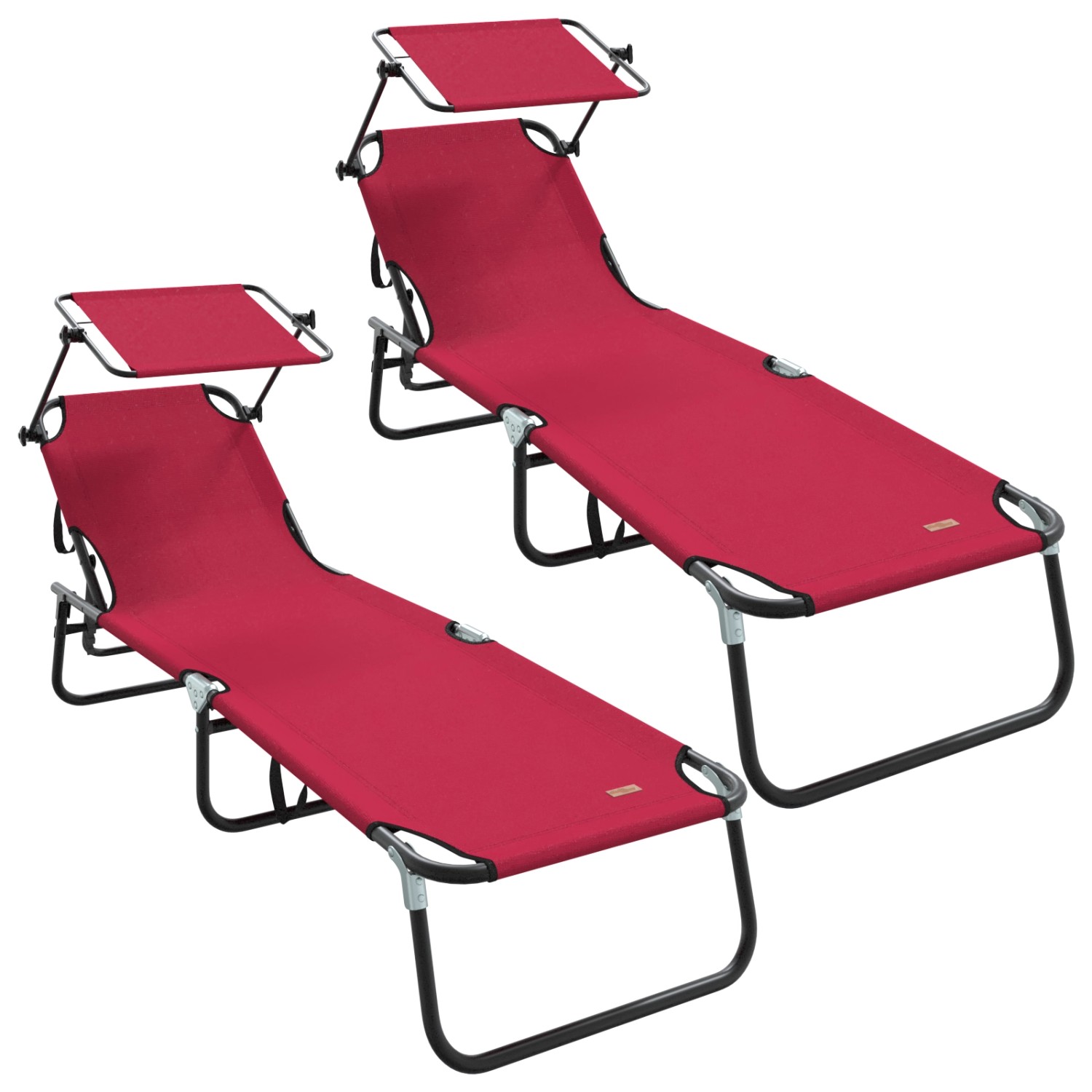 vidaXL Klappbare Sonnenliegen 2 Stück mit Sonnendach Rot 600D Oxford Stoff 42003136 vidaXL Klappbare Sonnenliegen 2 Stück mit Sonnendach Rot 600D Oxford Stoff 42003136 von VIDAXL