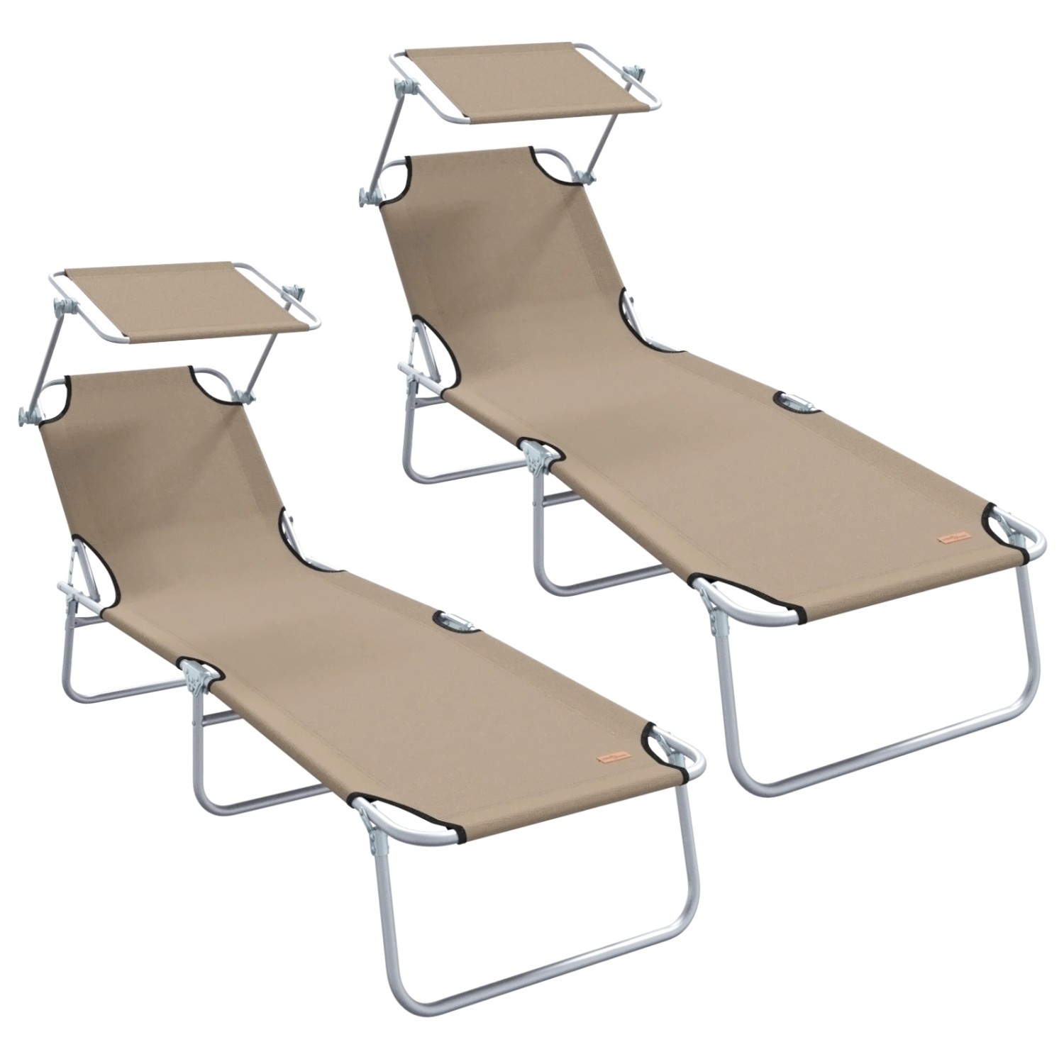 vidaXL Klappbare Sonnenliegen 2 Stück mit Sonnendach Taupe 600D Oxford-Stoff 42003063 vidaXL Klappbare Sonnenliegen 2 Stück mit Sonnendach Taupe 600D Oxford-Stoff 42003063 von VIDAXL