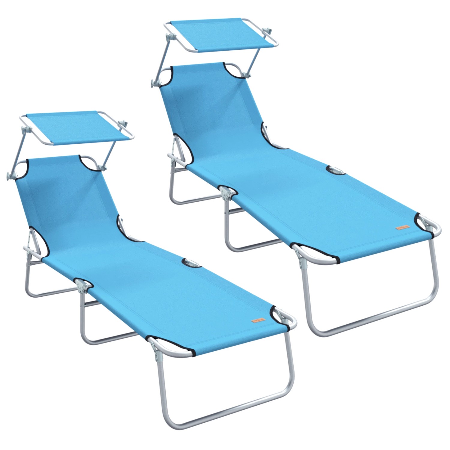 vidaXL Klappbare Sonnenliegen 2er Set mit Sonnendach Himmelblau 600D Oxford-Stoff 42003065 von VIDAXL