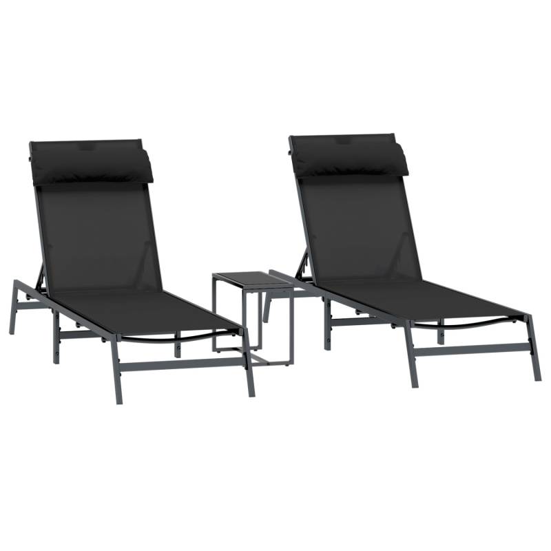 vidaXL Klappbare Sonnenliegen Schwarz Metallrahmen Textilene Standard 42010349 von VIDAXL