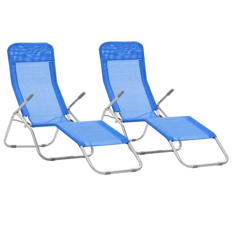 vidaXL Klappliegen 2 Stk. Textilene Blau von VIDAXL