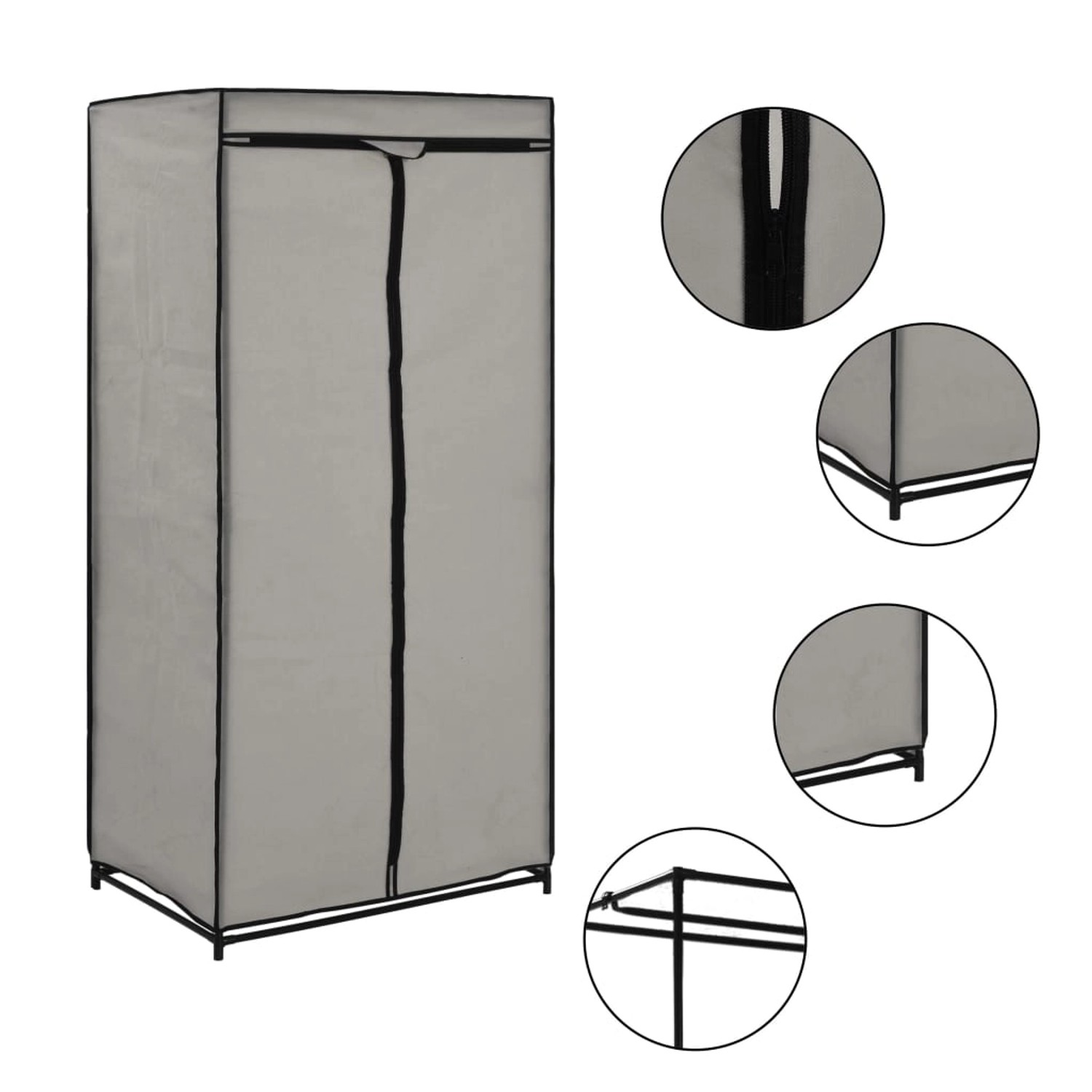 vidaXL Kleiderschränke 2 Stk. Grau 75×50×160 cm von VIDAXL