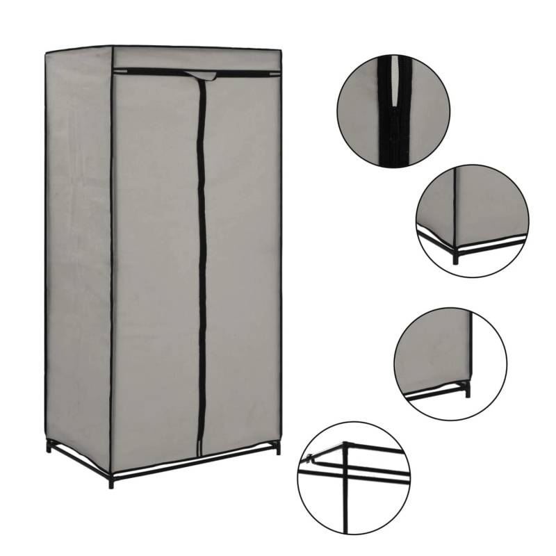 vidaXL Kleiderschränke 2 Stk. Grau 75×50×160 cm von VIDAXL