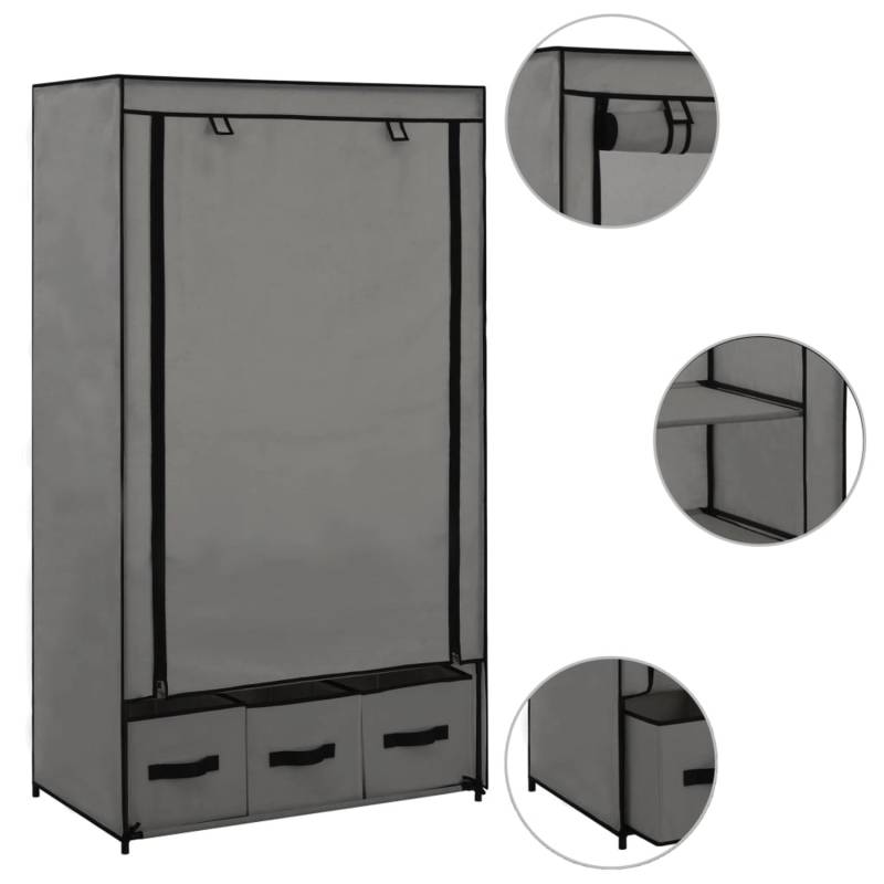 vidaXL Kleiderschrank Grau 87 x 49 x 159 cm Stoff von VIDAXL