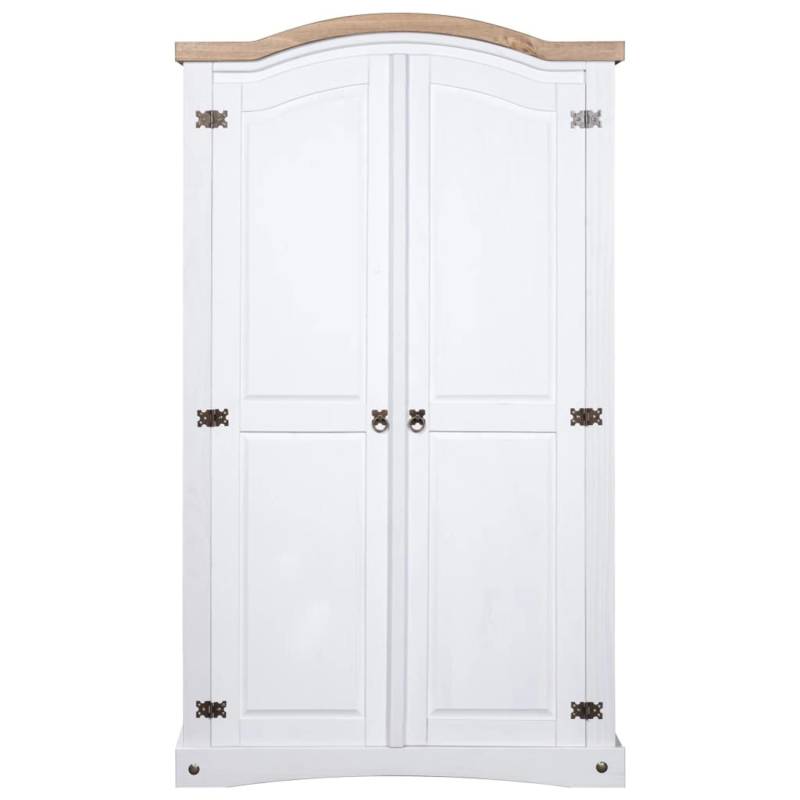 vidaXL Kleiderschrank Mexiko-Stil Kiefernholz 2 Türen Weiß von VIDAXL