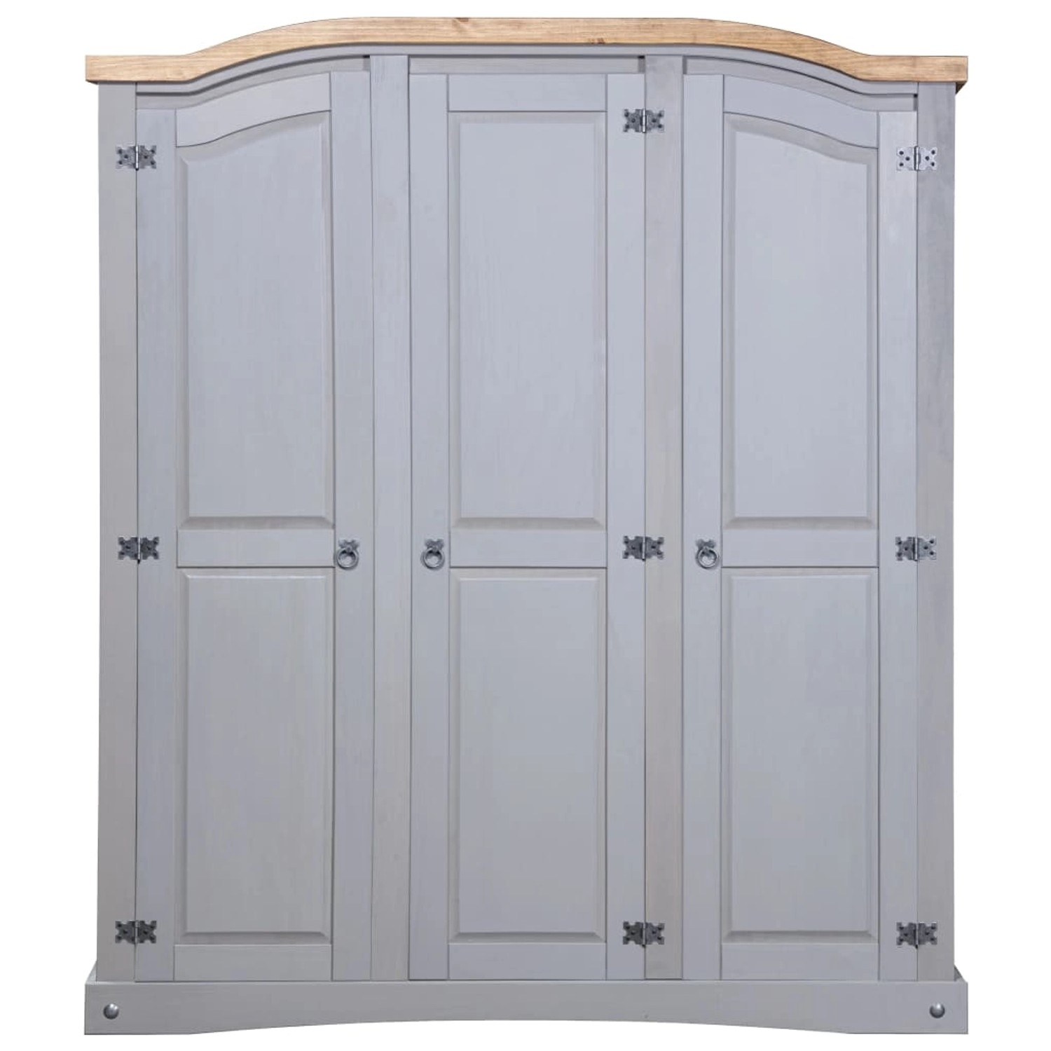 vidaXL Kleiderschrank Mexiko-Stil Kiefernholz 3 Türen Grau von VIDAXL