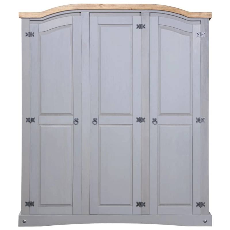 vidaXL Kleiderschrank Mexiko-Stil Kiefernholz 3 Türen Grau von VIDAXL