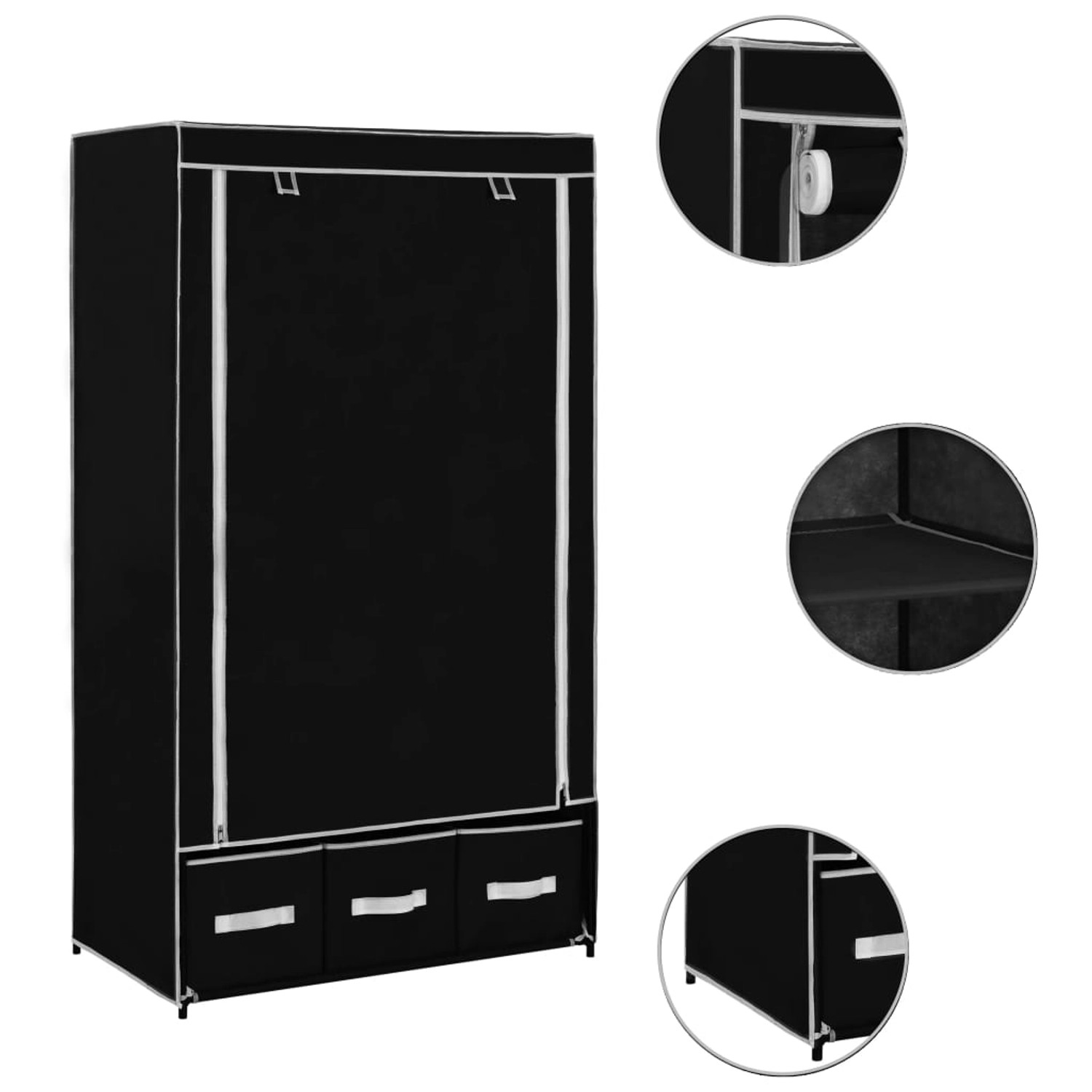 vidaXL Kleiderschrank Schwarz 87 x 49 x 159 cm Stoff vidaXL Kleiderschrank Schwarz 87 x 49 x 159 cm Stoff von VIDAXL