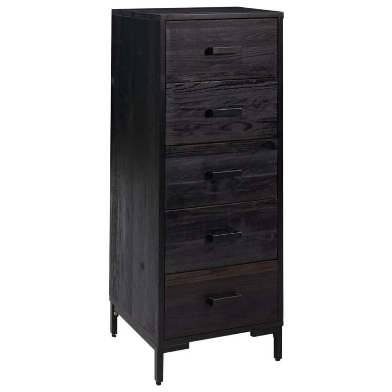 vidaXL Kommode Schwarz 42x35x110 cm Massivholz Kiefer Recycelt von VIDAXL