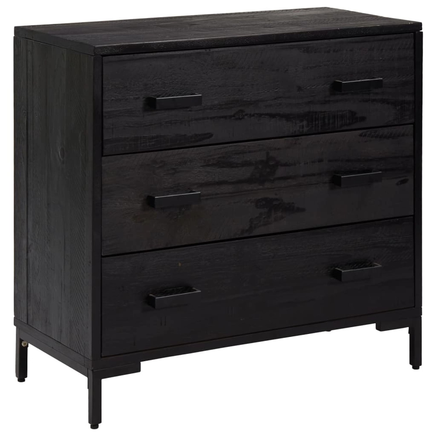 vidaXL Kommode Schwarz 75x35x70 cm Massivholz Kiefer Recycelt vidaXL Kommode Schwarz 75x35x70 cm Massivholz Kiefer Recycelt von VIDAXL