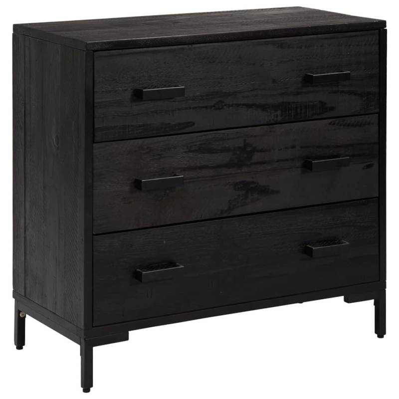 vidaXL Kommode Schwarz 75x35x70 cm Massivholz Kiefer Recycelt von VIDAXL
