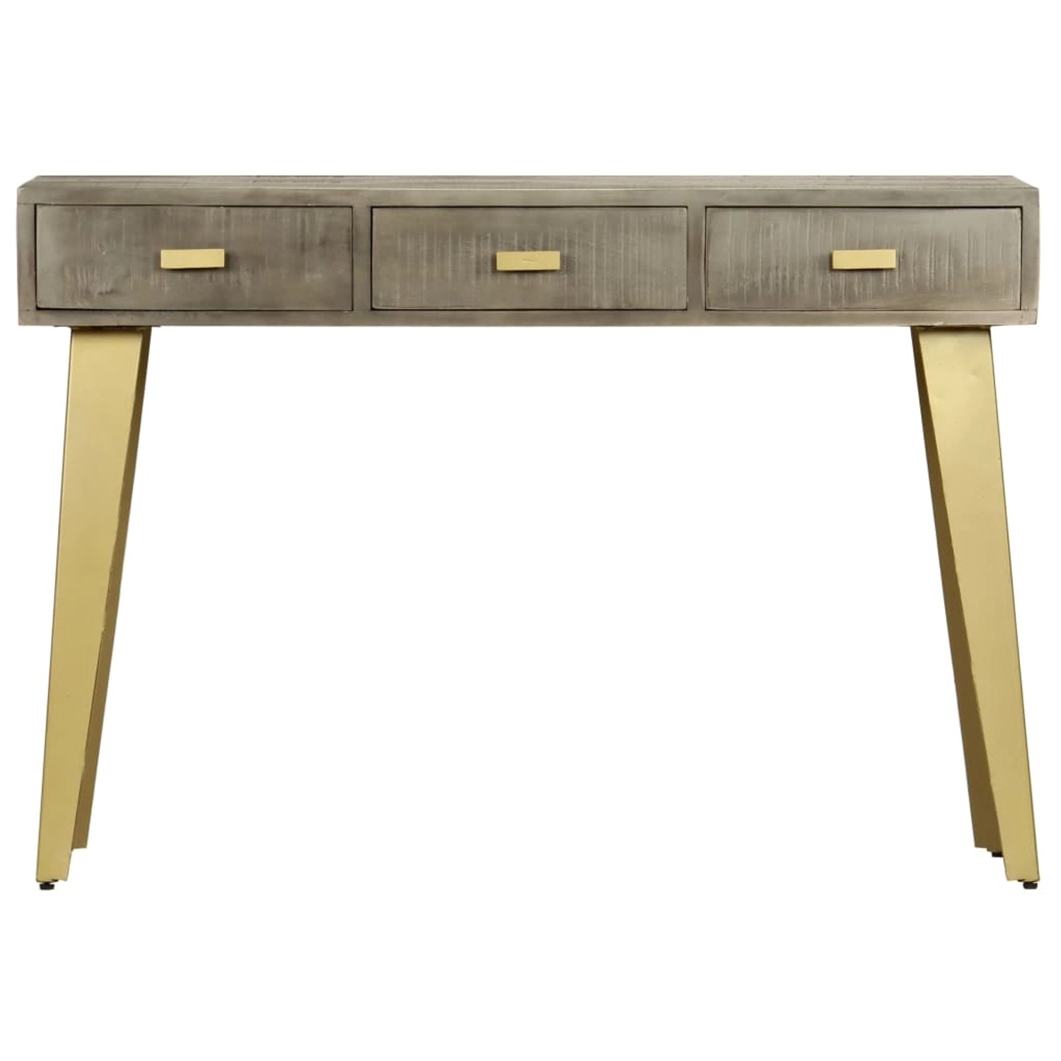vidaXL Konsolentisch Grau mit Messing 110 x 35 x 76 cm Mangoholz Massiv vidaXL Konsolentisch Grau mit Messing 110 x 35 x 76 cm Mangoholz Massiv von VIDAXL