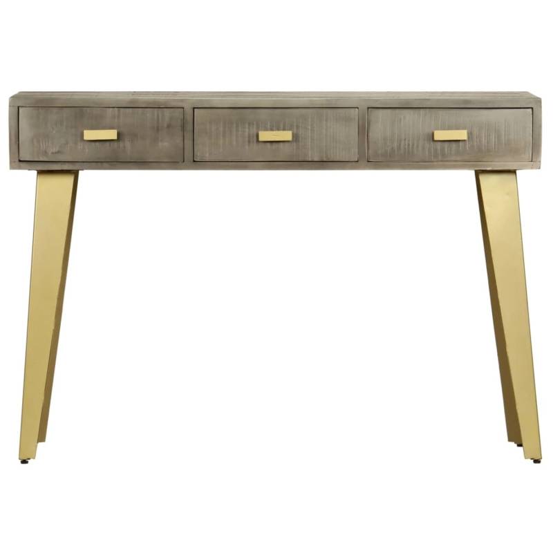 vidaXL Konsolentisch Grau mit Messing 110 x 35 x 76 cm Mangoholz Massiv von VIDAXL