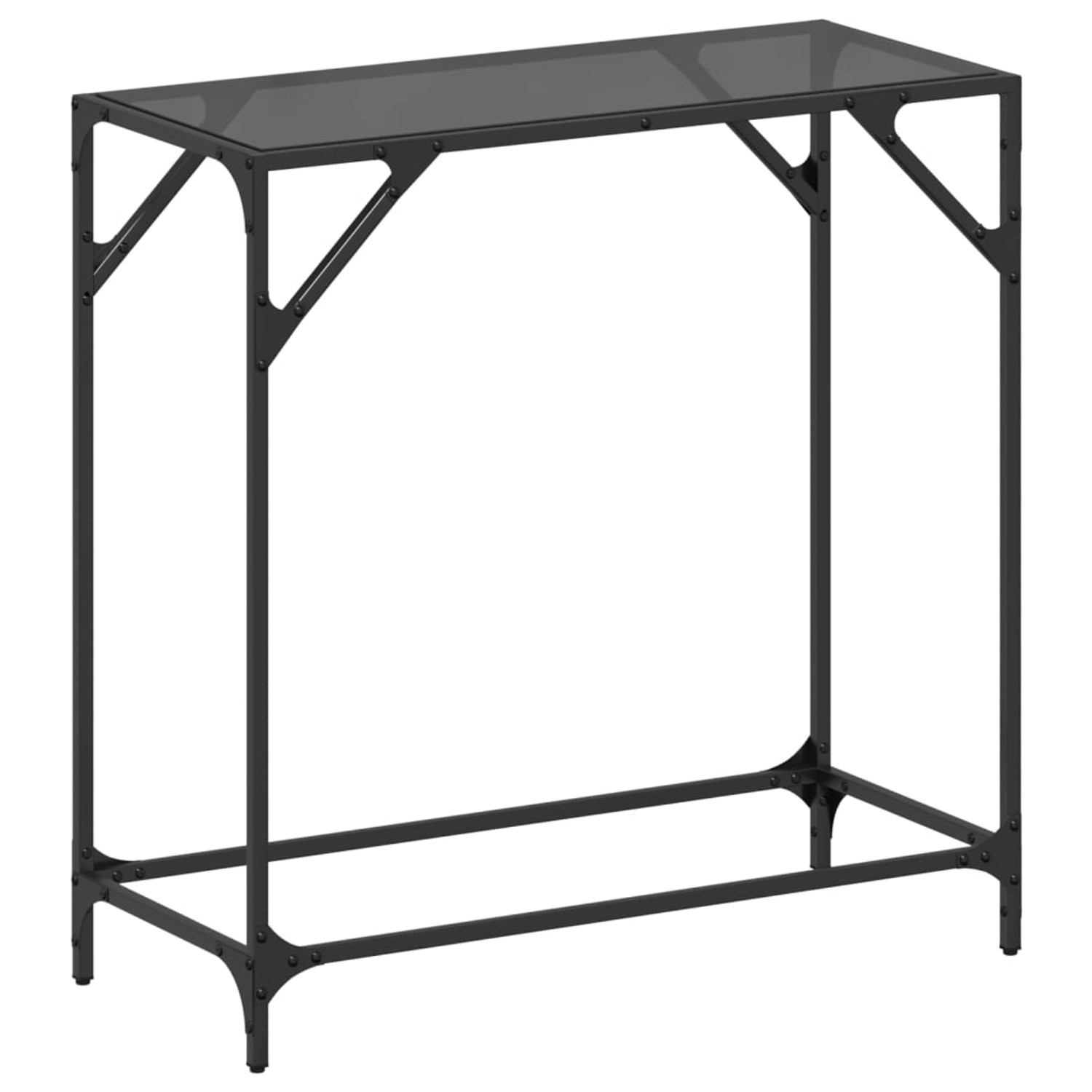 vidaXL Konsolentisch mit Glasplatte Schwarz 80x35x81 cm Stahl 846019 von VIDAXL