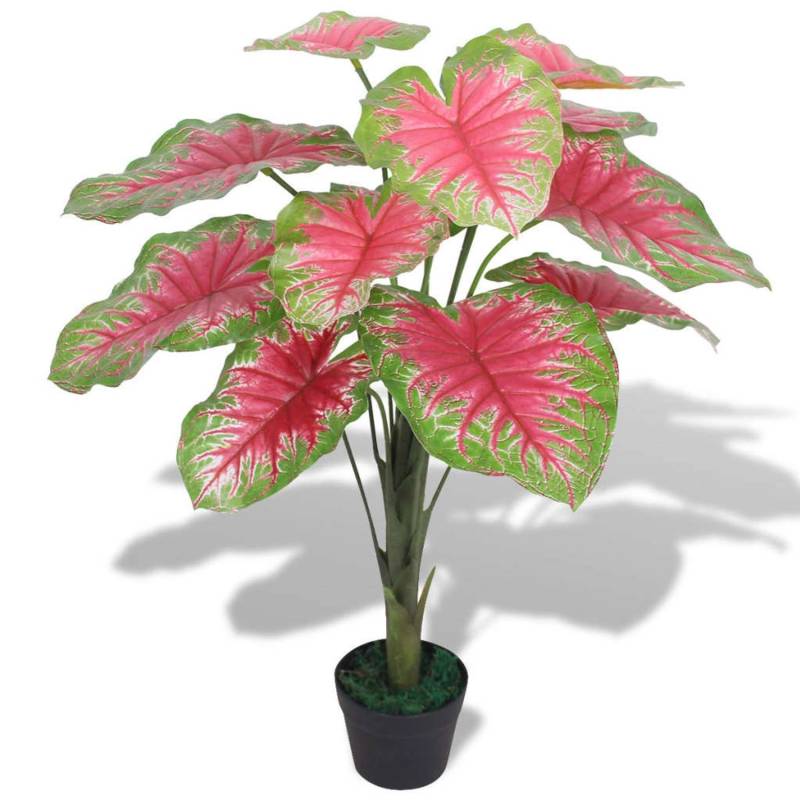 vidaXL Künstliche Caladium Pflanze mit Topf 85 cm Rot und Grün von VIDAXL