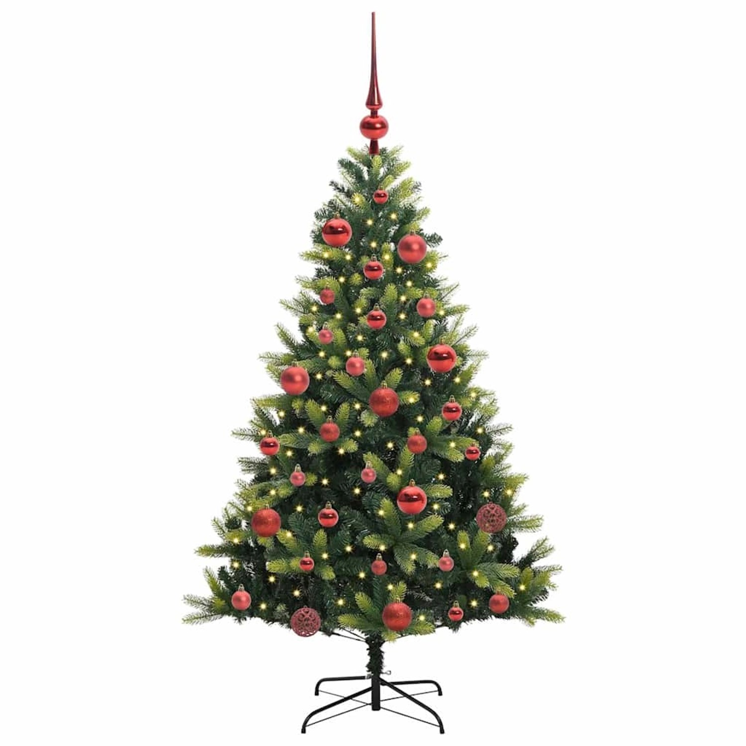 vidaXL Künstlicher Geflammter Weihnachtsbaum 150 LEDs Grün 150 cm 3395982 von VIDAXL
