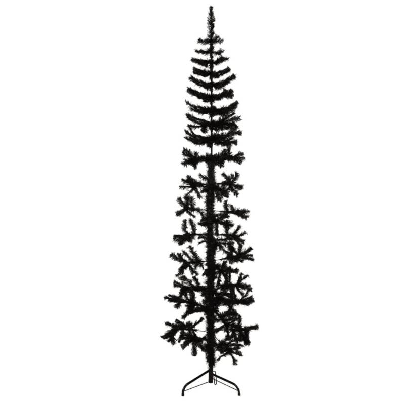 vidaXL Künstlicher Halb-Weihnachtsbaum Ständer Schlank Schwarz 180 cm von VIDAXL