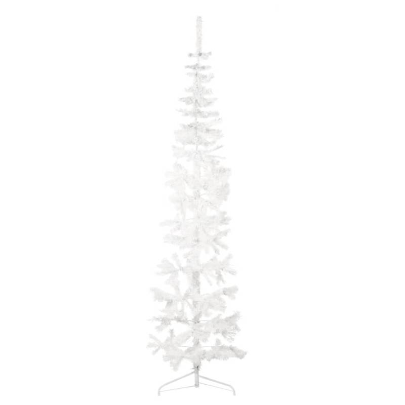 vidaXL Künstlicher Halb-Weihnachtsbaum mit Ständer Schlank Weiß 210 cm von VIDAXL