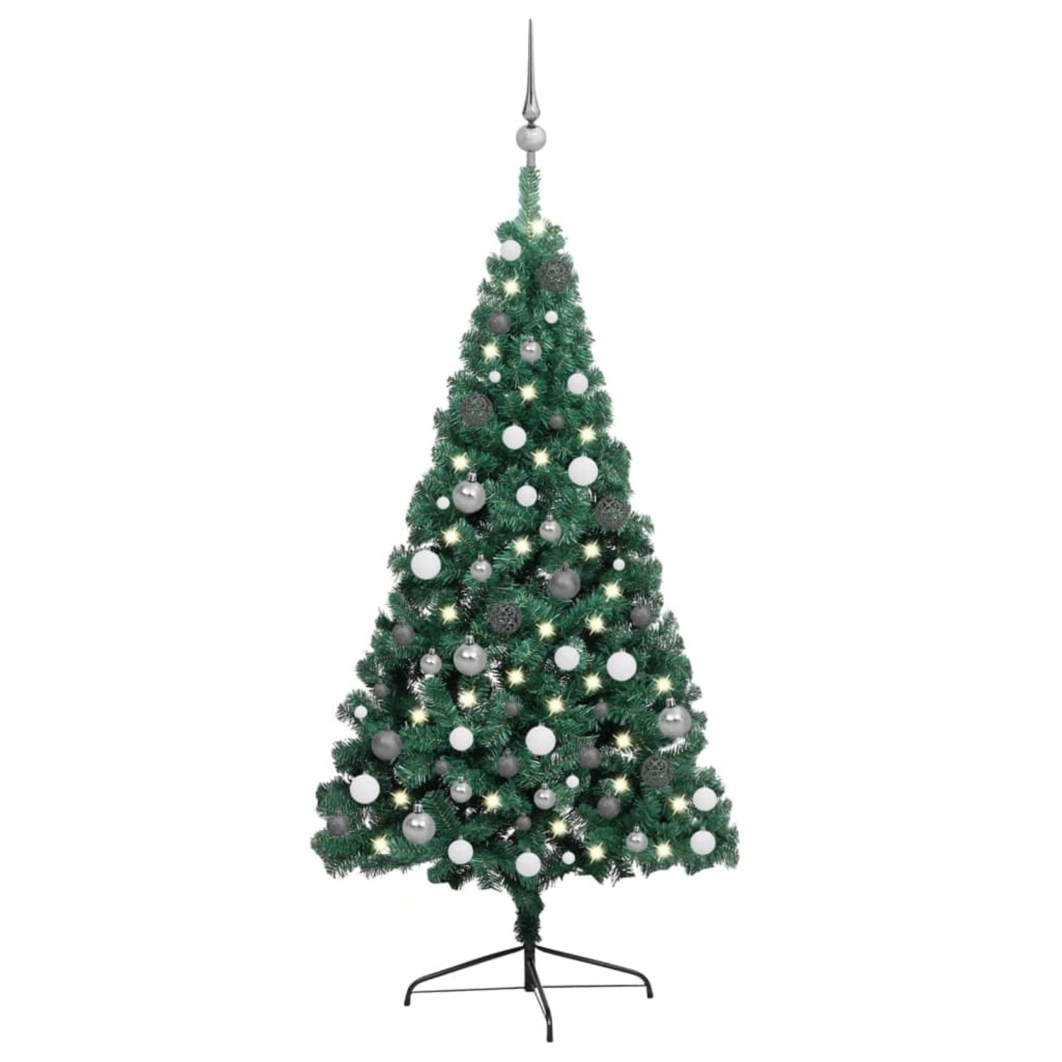 vidaXL Künstlicher Halber Weihnachtsbaum mit LEDs & Kugeln Grün 240 cm Modell 3 von VIDAXL