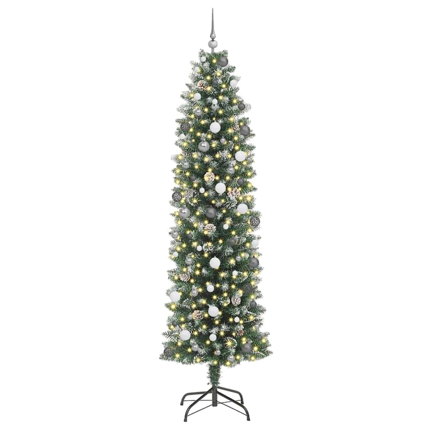 vidaXL Künstlicher Schlanker Weihnachtsbaum mit 300 LEDs Grün 240 cm 3395316 von VIDAXL