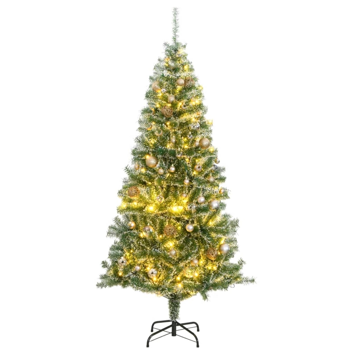 vidaXL Künstlicher Weihnachtsbaum 300 LEDs & Kugeln Beschneit 210 cm Modell 2 von VIDAXL