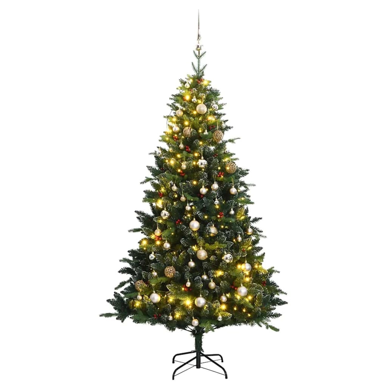 vidaXL Künstlicher Weihnachtsbaum Klappbar 150 LEDs & Kugeln 150 cm 3210292 von VIDAXL