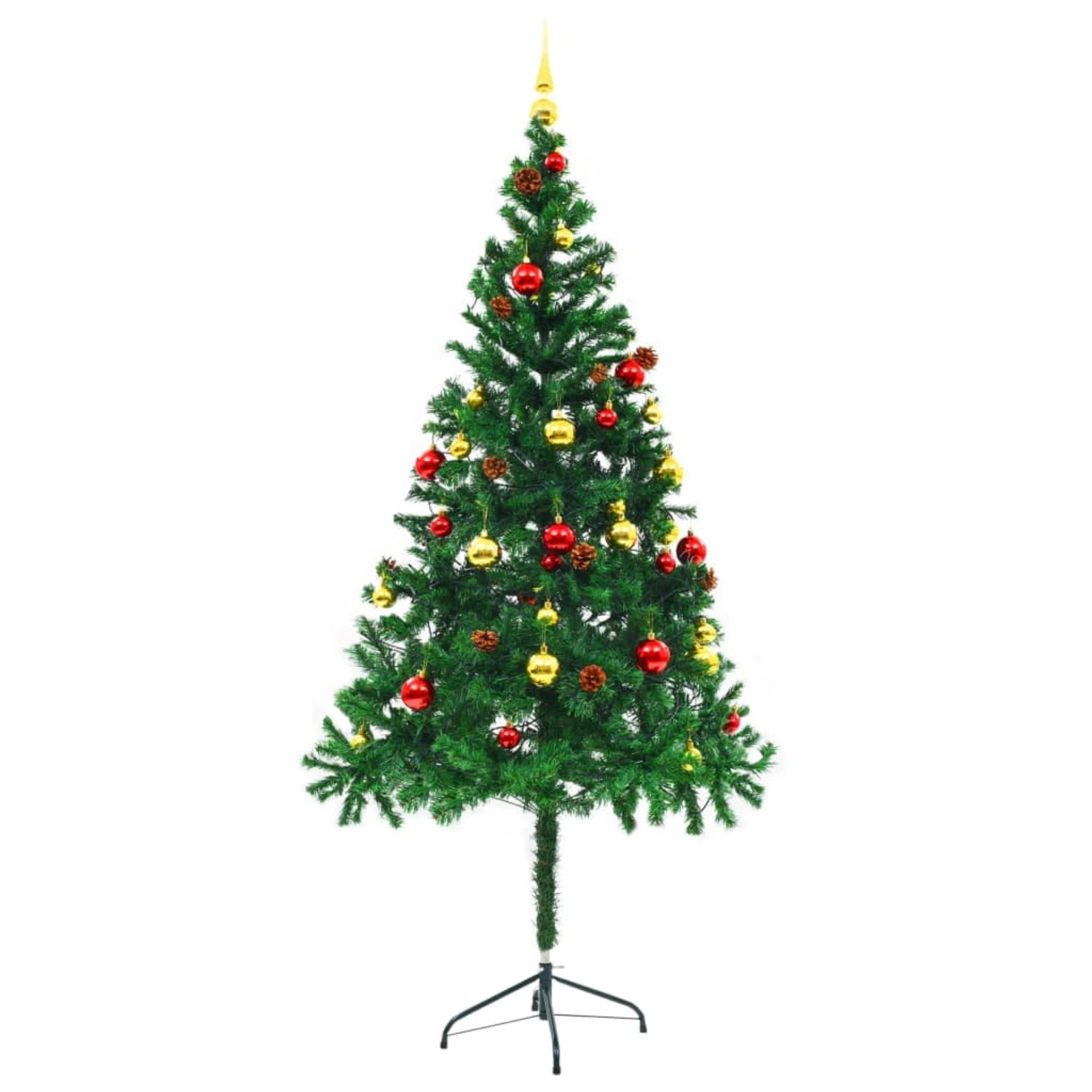 vidaXL Künstlicher Weihnachtsbaum mit Kugeln und LEDs Grün 180 cm von VIDAXL
