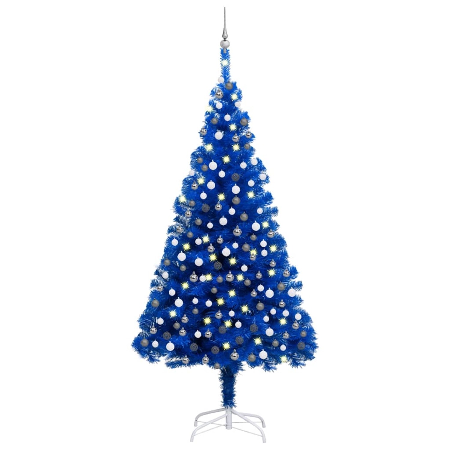 vidaXL Künstlicher Weihnachtsbaum mit LEDs & Kugeln Blau 210 cm PVC Modell 3 von VIDAXL