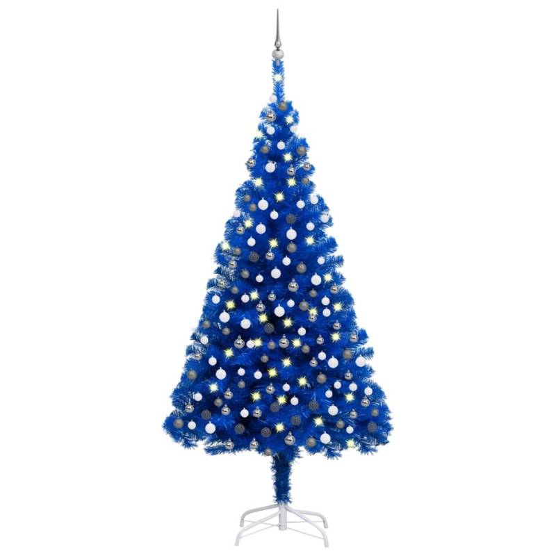 vidaXL Künstlicher Weihnachtsbaum mit LEDs & Kugeln Blau 210 cm PVC Modell 3 von VIDAXL