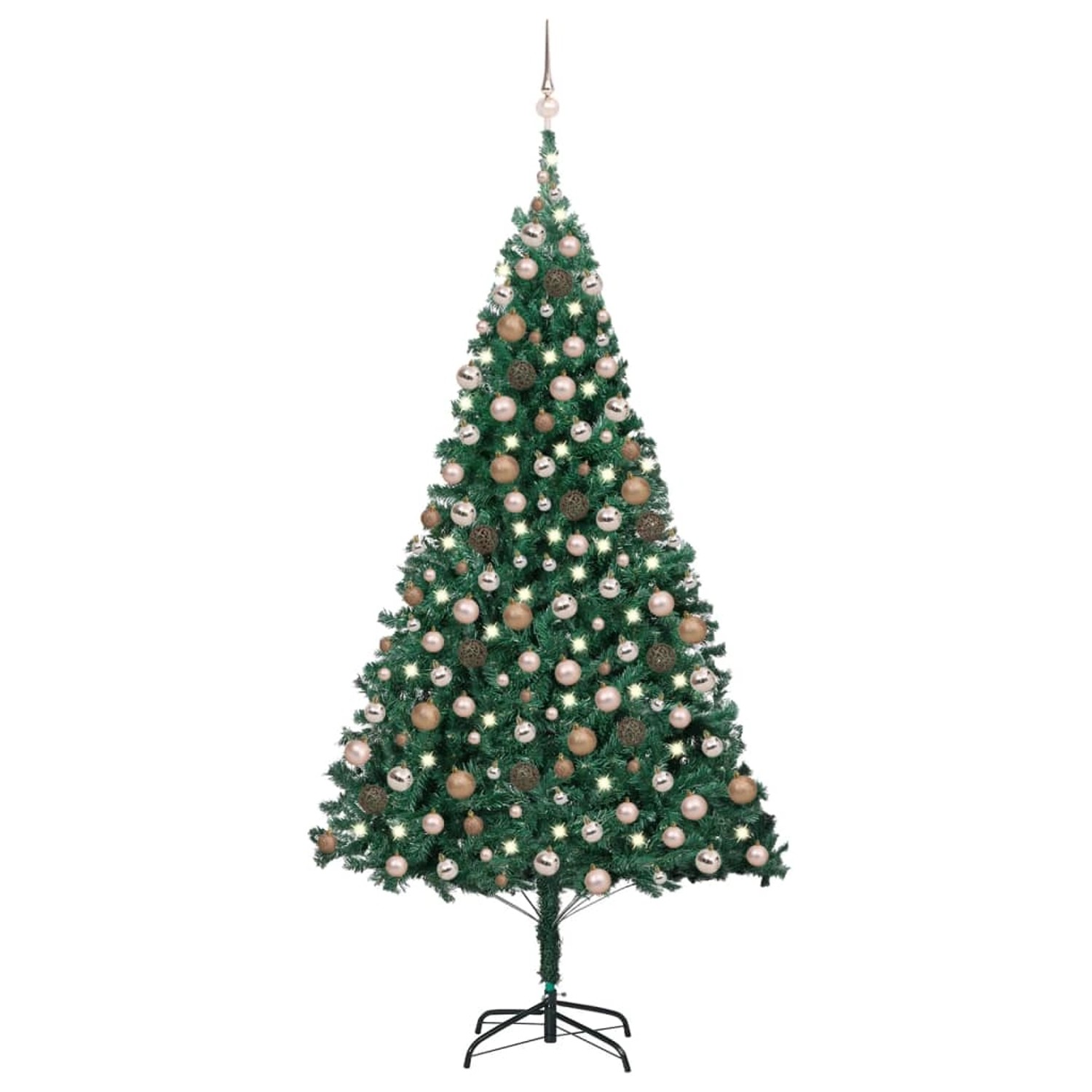 vidaXL Künstlicher Weihnachtsbaum mit LEDs & Kugeln Grün 210 cm PVC Modell 5 von VIDAXL