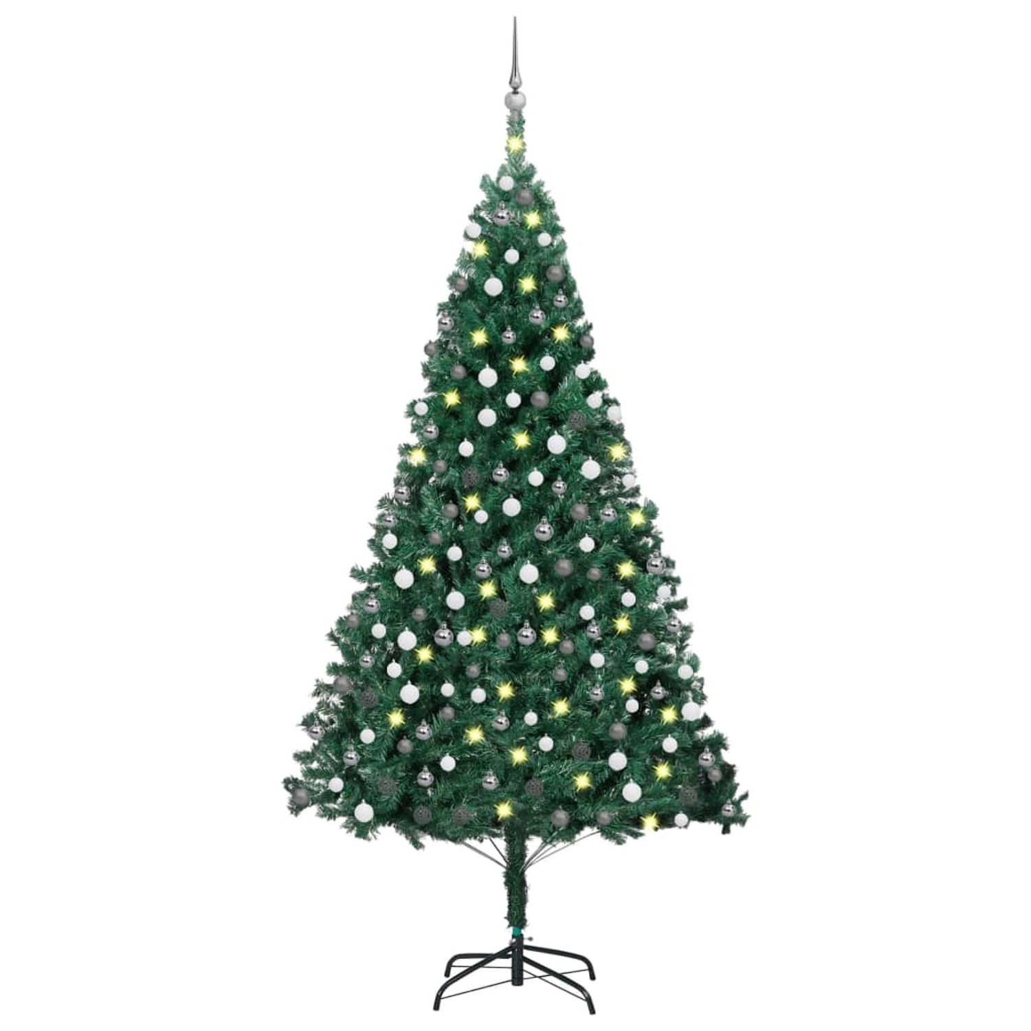 vidaXL Künstlicher Weihnachtsbaum mit LEDs & Kugeln Grün 210 cm PVC Modell 6 von VIDAXL