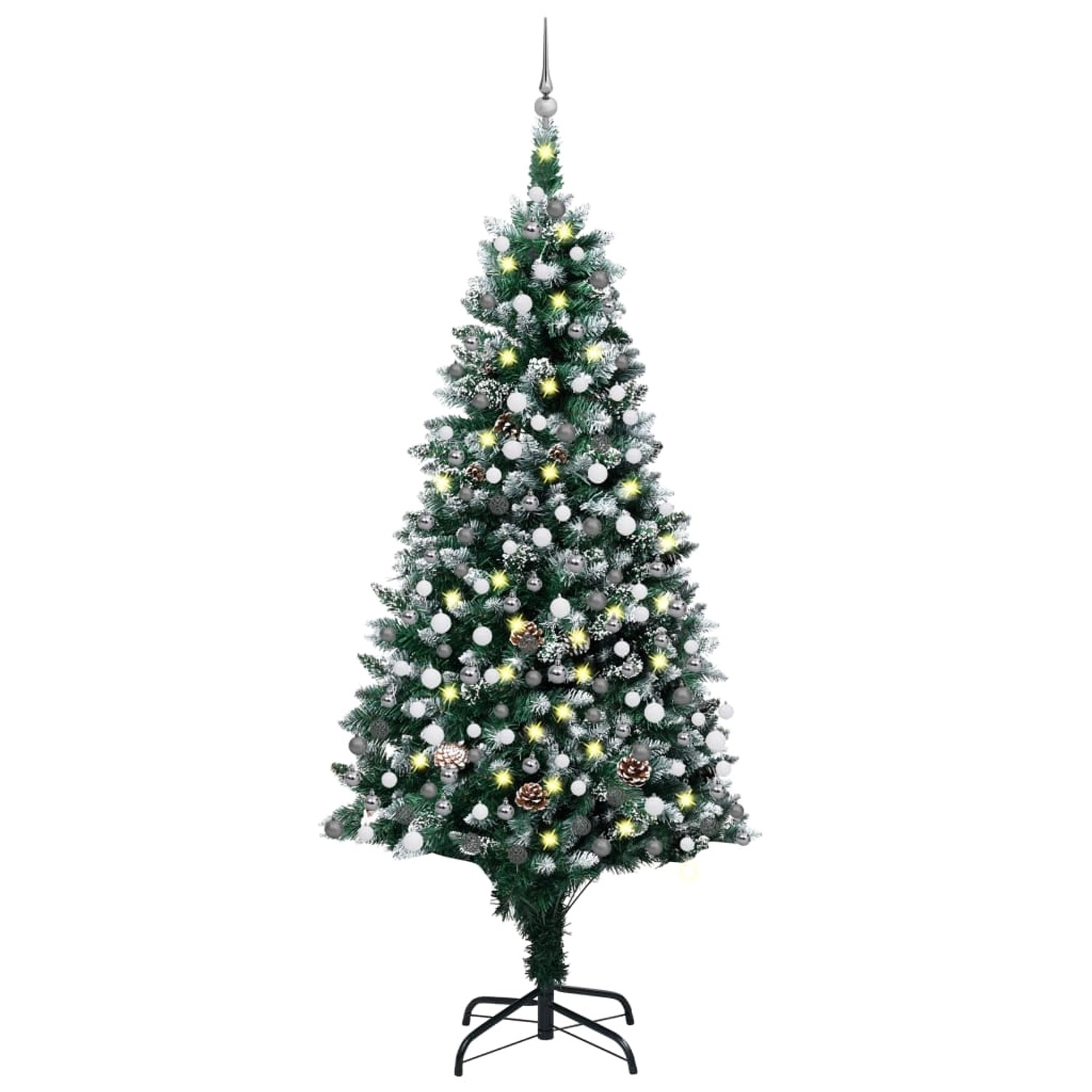 vidaXL Künstlicher Weihnachtsbaum mit LEDs & Kugeln & Zapfen 210 cm Modell 3 von VIDAXL