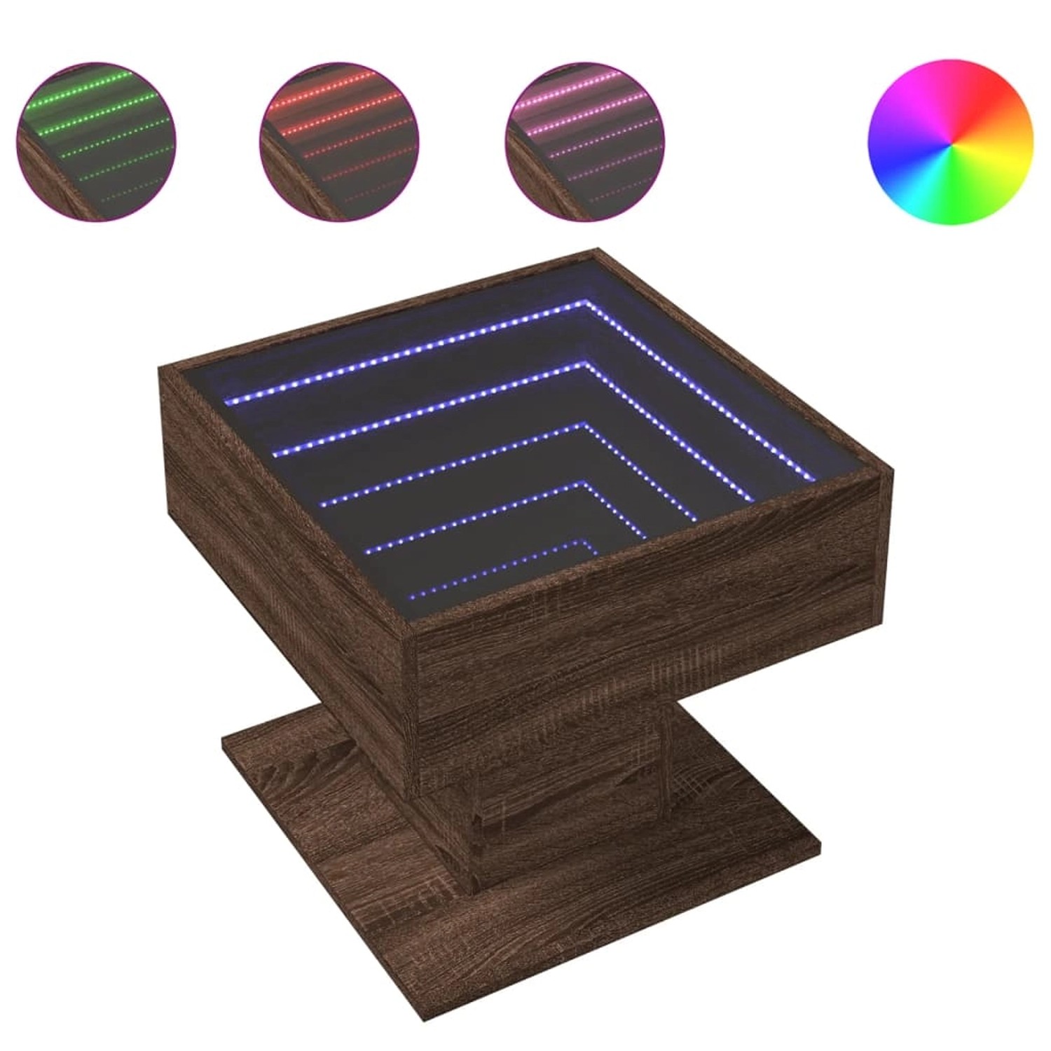 vidaXL LED-Couchtisch Braun Eichen-Optik 50x50x45 cm Holzwerkstoff vidaXL LED-Couchtisch Braun Eichen-Optik 50x50x45 cm Holzwerkstoff von VIDAXL