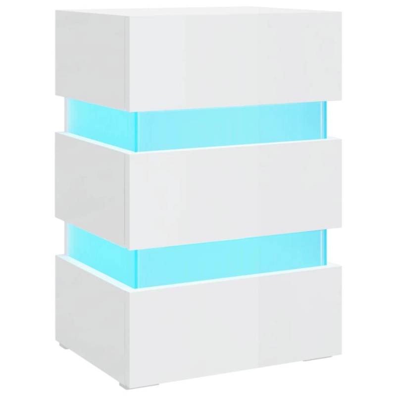 vidaXL LED-Nachttisch Hochglanz-Weiß 45x35x67 cm Holzwerkstoff von VIDAXL