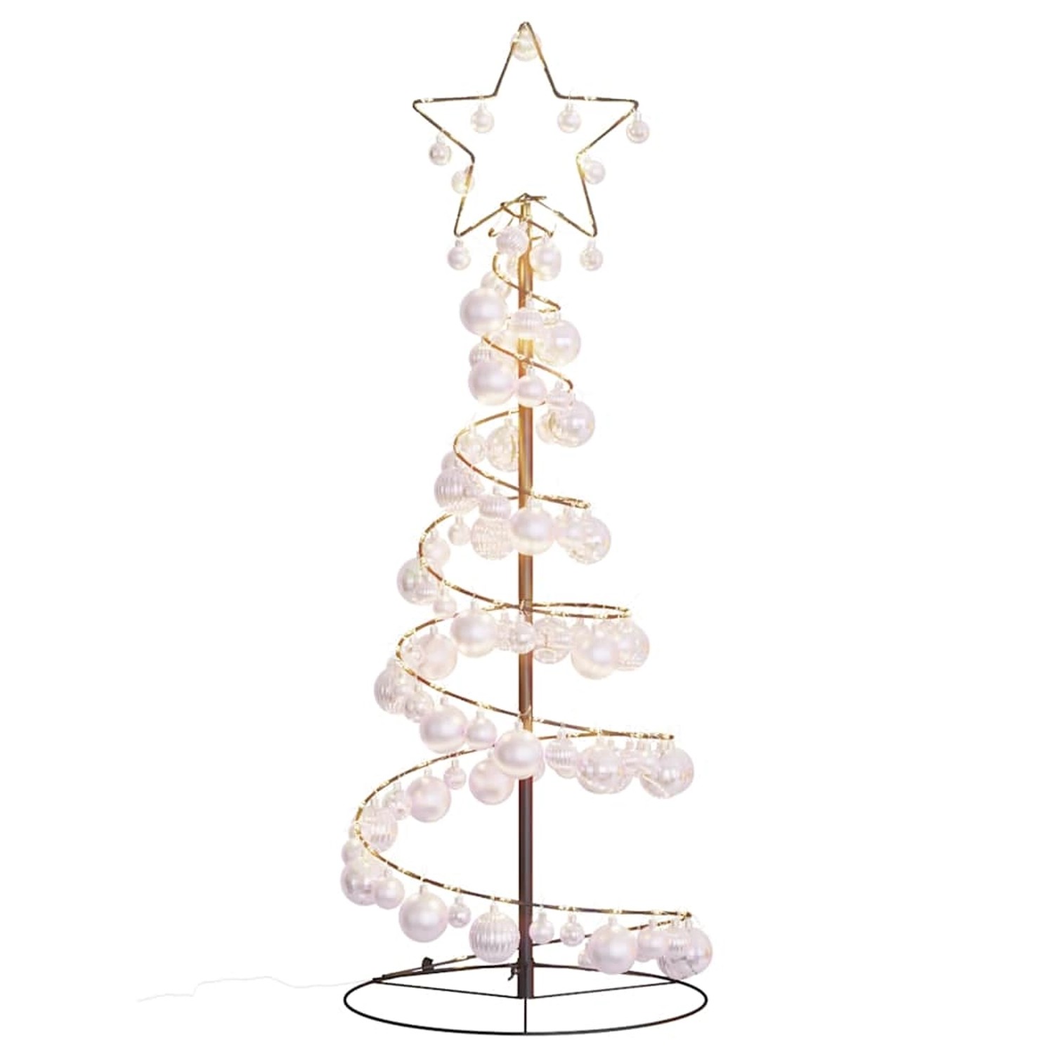 vidaXL LED Weihnachtsbaum mit Kugeln 80 LEDs Warmweiß 120 cm 3318551 von VIDAXL