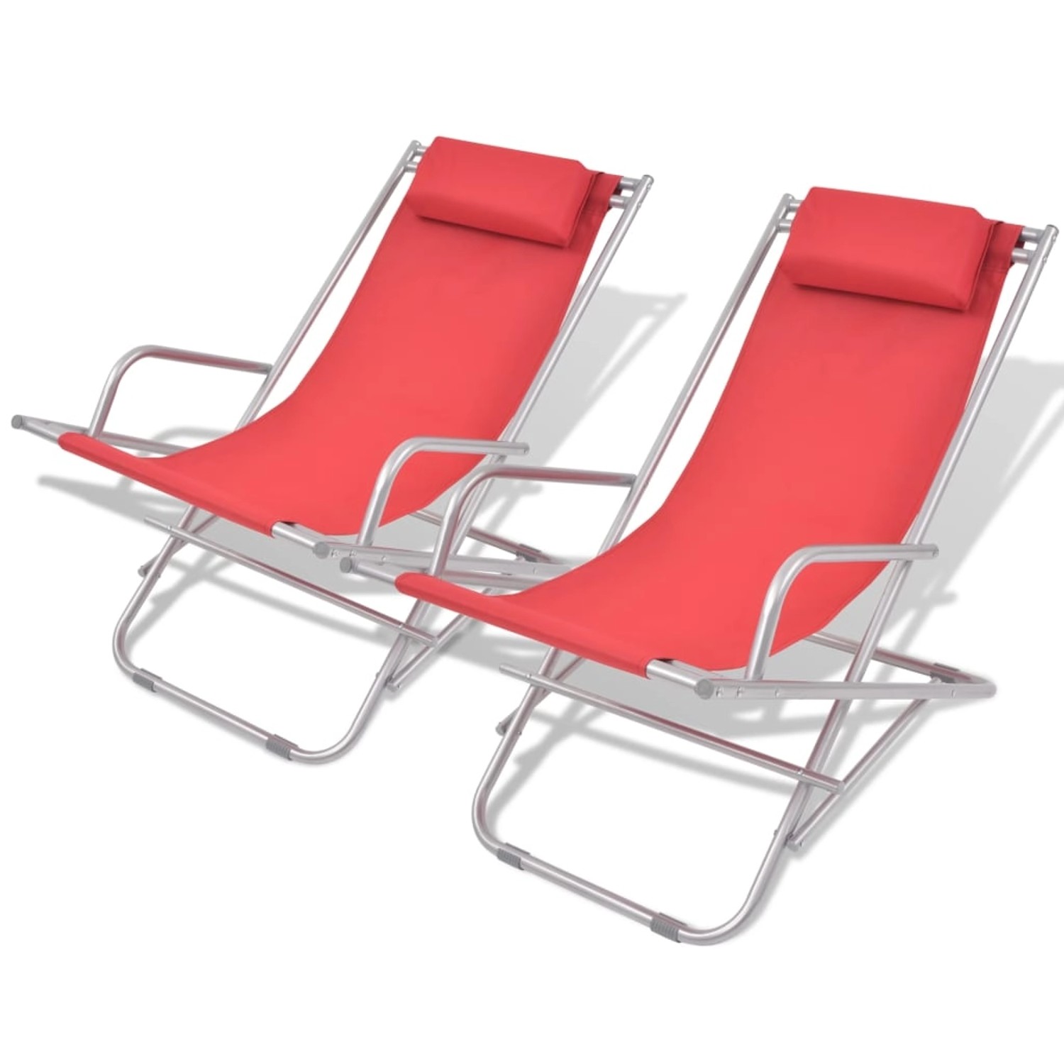 vidaXL Liegestühle 2 Stk Stahl Rot 42937 vidaXL Liegestühle 2 Stk Stahl Rot 42937 von VIDAXL