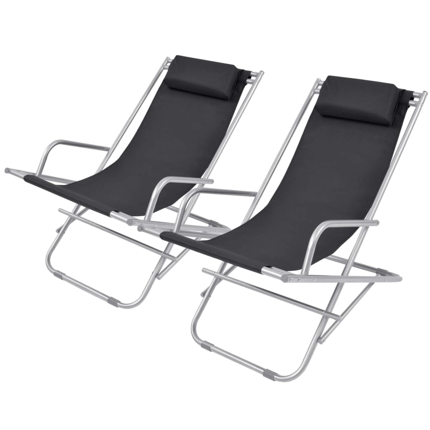 vidaXL Liegestühle 2 Stk Stahl Schwarz 42936 vidaXL Liegestühle 2 Stk Stahl Schwarz 42936 von VIDAXL